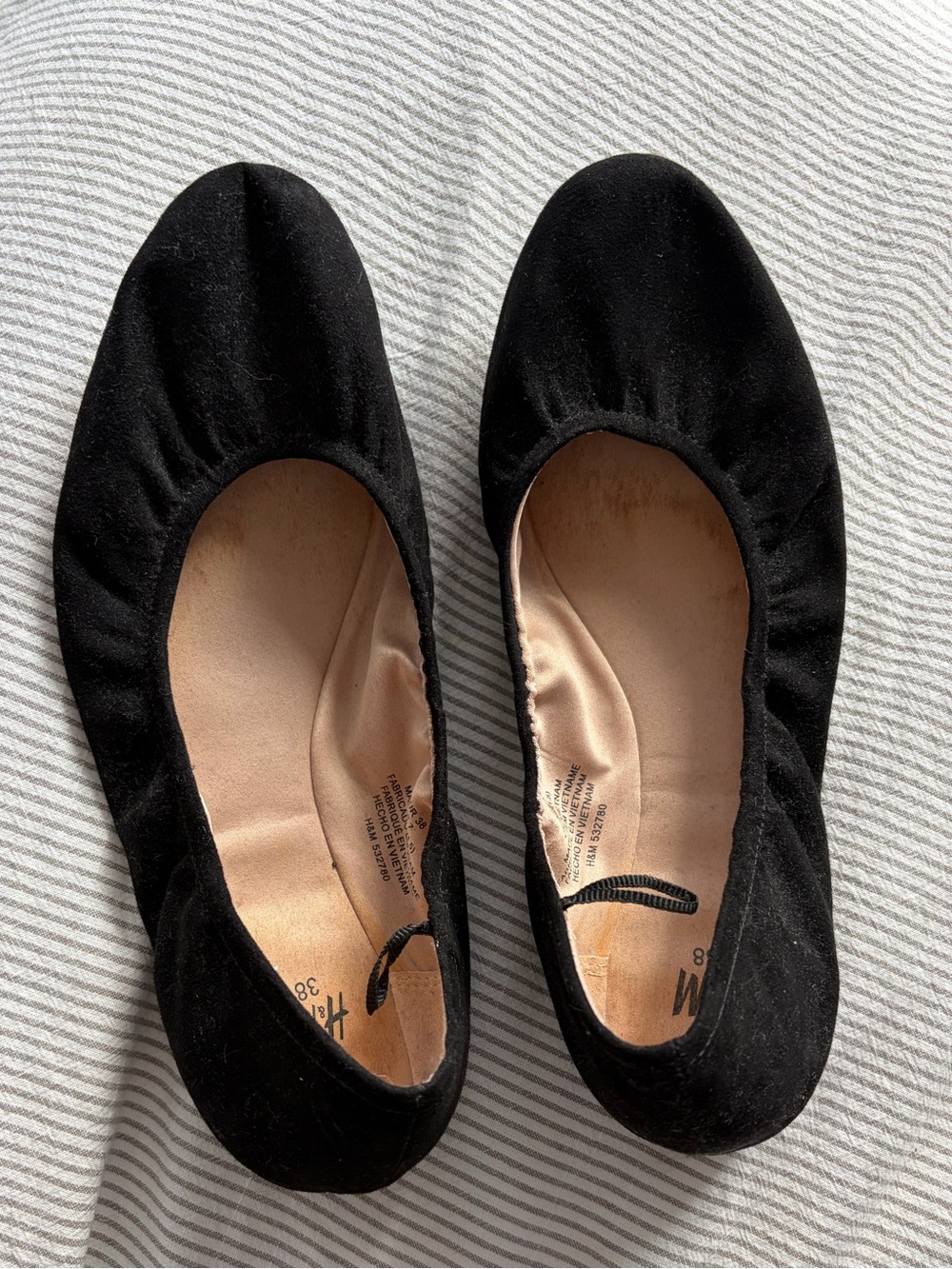 H&M black faux suede flats